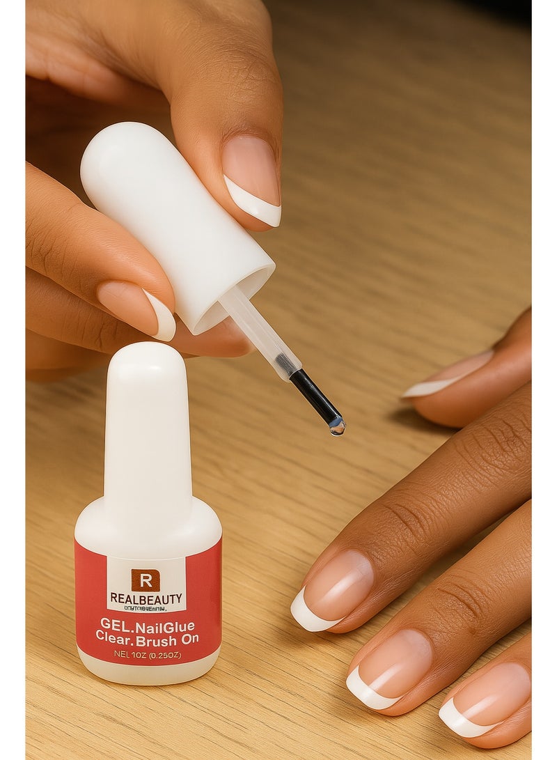 REALBEAUTY Gel Nail Glue, Clear Brush-On, 10g, Maximum Strength for Artificial Nails and Repairs - Image 3